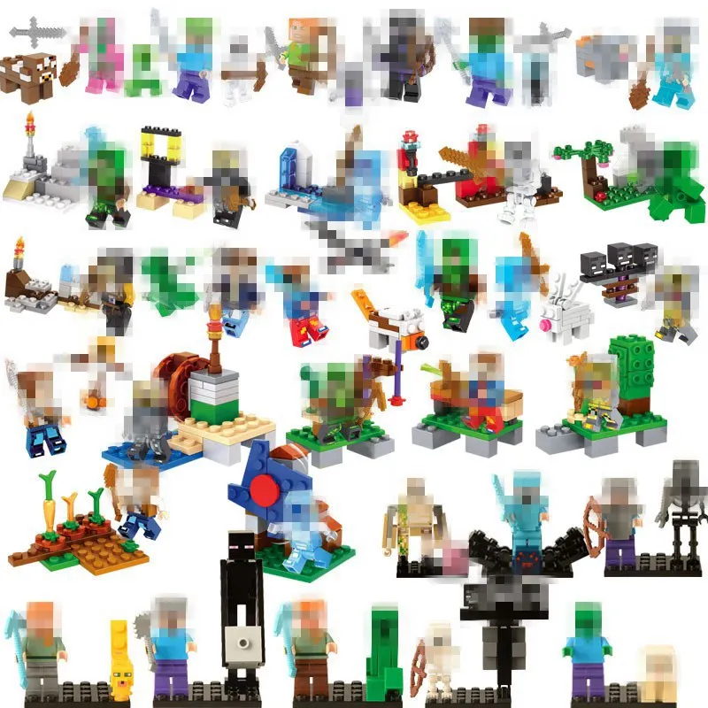 

Legoing Minecraft Zombie Alex Steve Skeleton Petra Single Action Figures Building Blocks Toys for Children Legoings Minecrafted