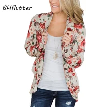 BHflutter, кардиган размера плюс, женский, цветочный принт, открытый шов, верхняя одежда, осень-зима, Harajuku, Повседневный Кардиган,, kardigan