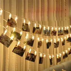Теплый белый 1-5 м светодиодный клипы фото колышки Строка свет лампы Indoor Декор карты картина Творческий День рождения свадебные