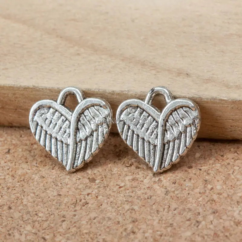 

Heart Wings Metal Zinc Alloy Bird Wing Love Heart Charms 13x13x1.5mm 20pcs Diy Jewelry Pendant Charms Wholesale
