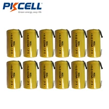 12 шт PKCELL NiCd аккумуляторная батарея Sub C SC 1,2 V 2200mAh Ni-Cd батареи и вкладки