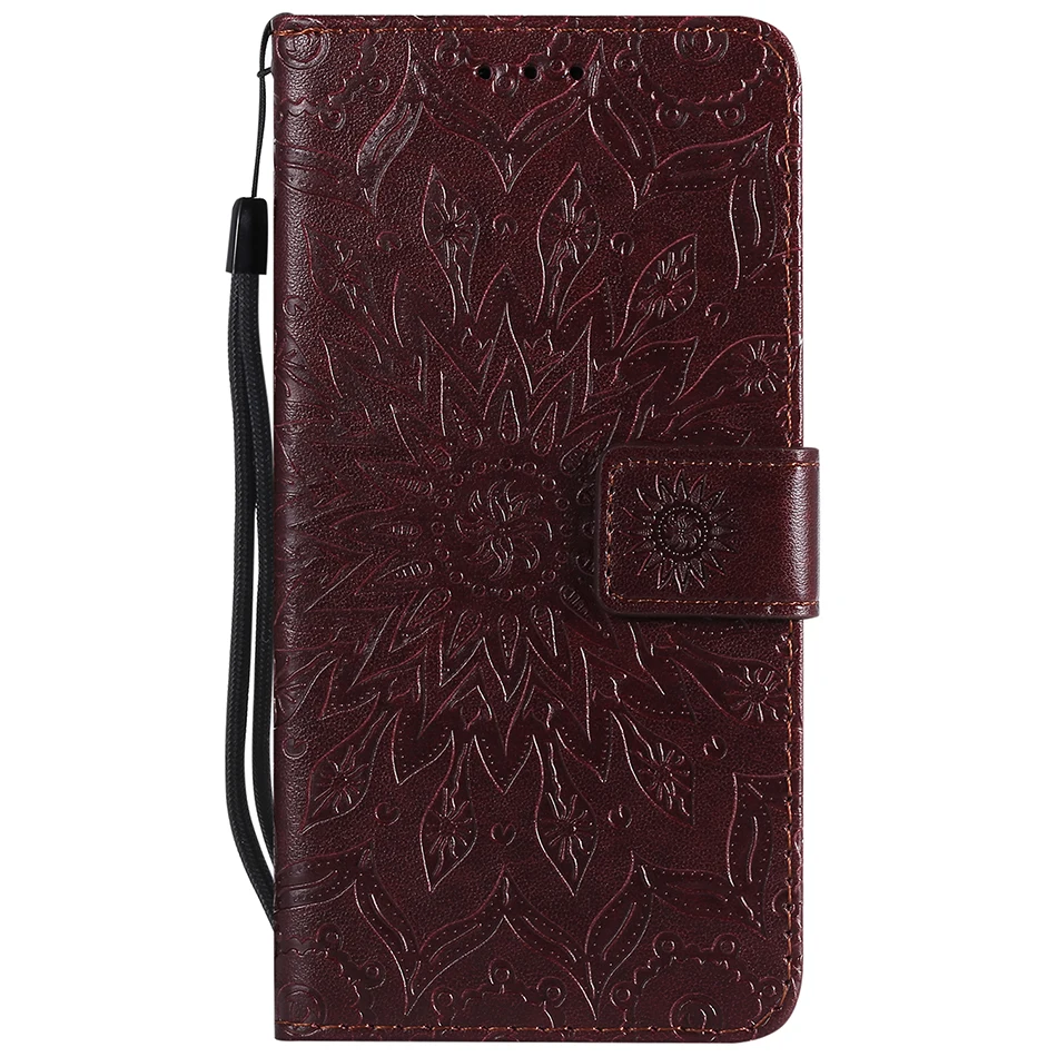 Подсолнечника Чехол-книжка бумажник с отделением для карт и рисунком чехол для телефона для sony Xperia 1 10 L3 L2 L1 XZ XZ1 XZ2 Премиум XZ3 XZ4 Z3 Z4 Z5 компактный чехол-накладка - Цвет: Brown