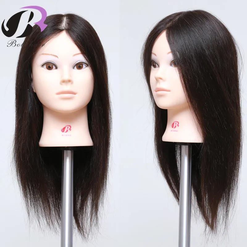 18 100 Natural Black Human Hair Mannequin Head Practice Dye