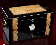 Роскошные сырой снег дерево высокая capaciity сигары коробка для хранения деревянный ящик для хранения сигары organizador мужчин подарочной коробке XJH015
