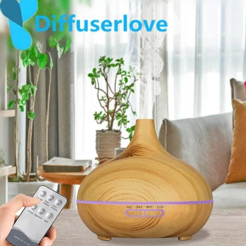 

Diffuserlove 300ML remote control Air Humidifier Essential Oil Diffuser Wood Grain 7 Color Changing LED Light Electric Diffuser