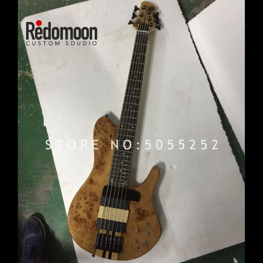

Factory custom 6 strings bass electric bass with eye poplar bass guitar with neck-thru body musical instrument shop