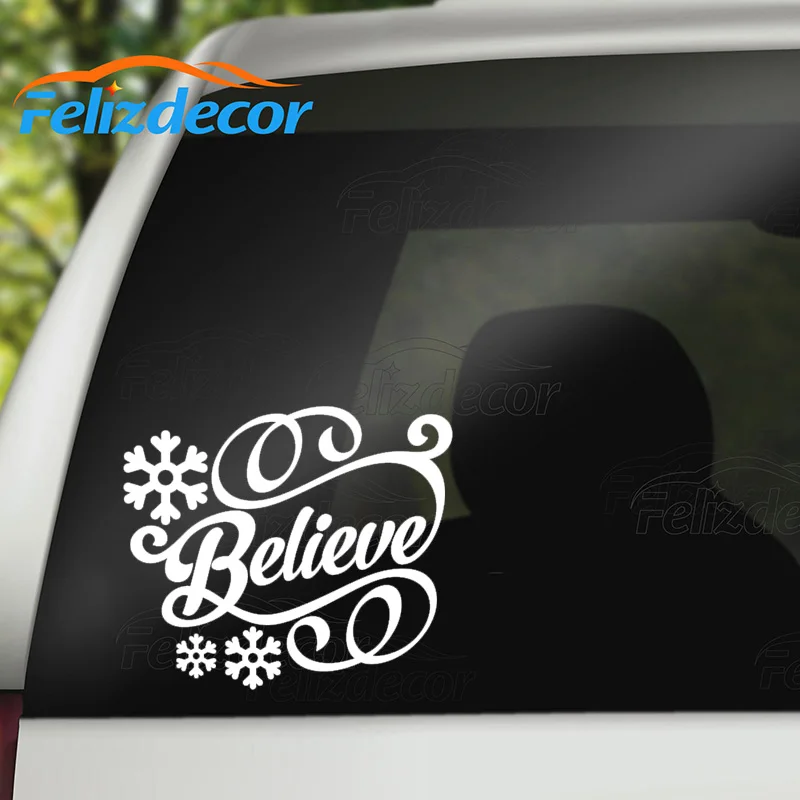 Believe Word Christmas Snowflake Decal Die Cut Vinyl Car Decals Car