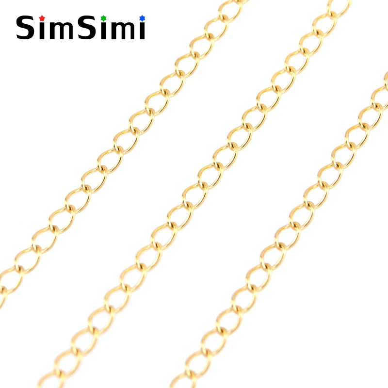 Simsimi Twist Rolo цепочка ручная работа из нержавеющей стали Ювелирная цепочка золотого и стального цвета 100 метров в рулоне