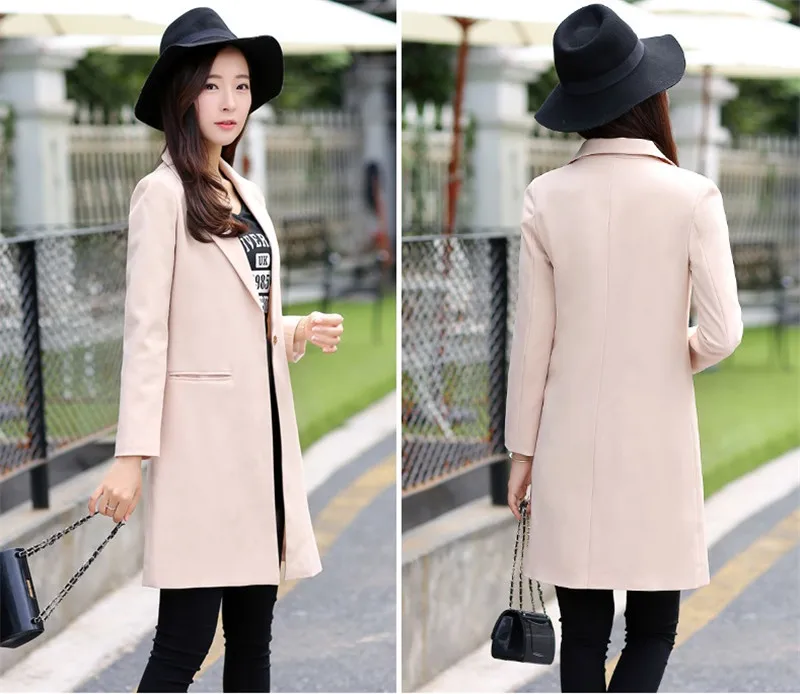 New Women Long Blazer Coat 2019Spring Korean Business Office Suit Jackets Ladies Blazers Solid Slim Female Tops Outerwear AA548