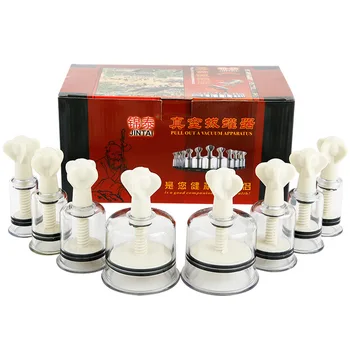 

8 pcs thicken screw-type vacuum cupping pull out vacuum cup set acupuncture massage suction rotary magnetic can