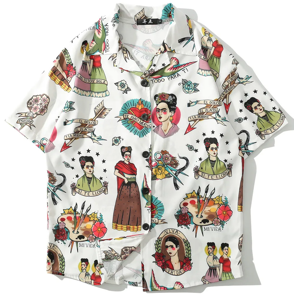 OSCN7 Повседневная рубашка с коротким рукавом и принтом, Мужская Уличная летняя Гавайская пляжная Женская модная Свободная рубашка с коротким рукавом s для мужчин s 1005