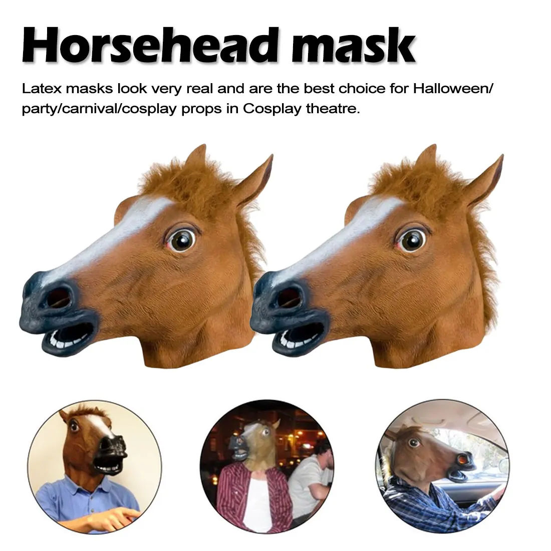 

Horse Mask Halloween Horse Head Mask Latex Creepy Animal Costume Theater Prank Crazy Party Halloween Decoration