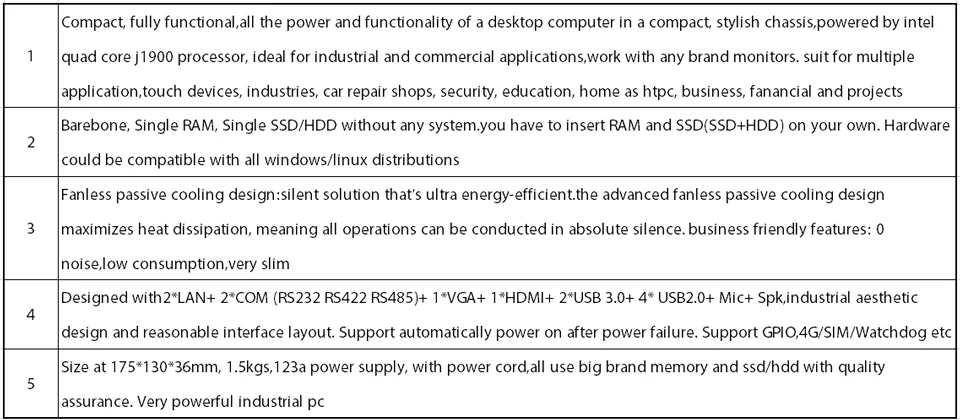 Безвентиляторный промышленный ПК, мини компьютеры, Windows 10 Pro/Linux, Intel quad core J1900, [HUNSN BM16], [VGA/HD/2LAN/2RS232 RS422 RS485]