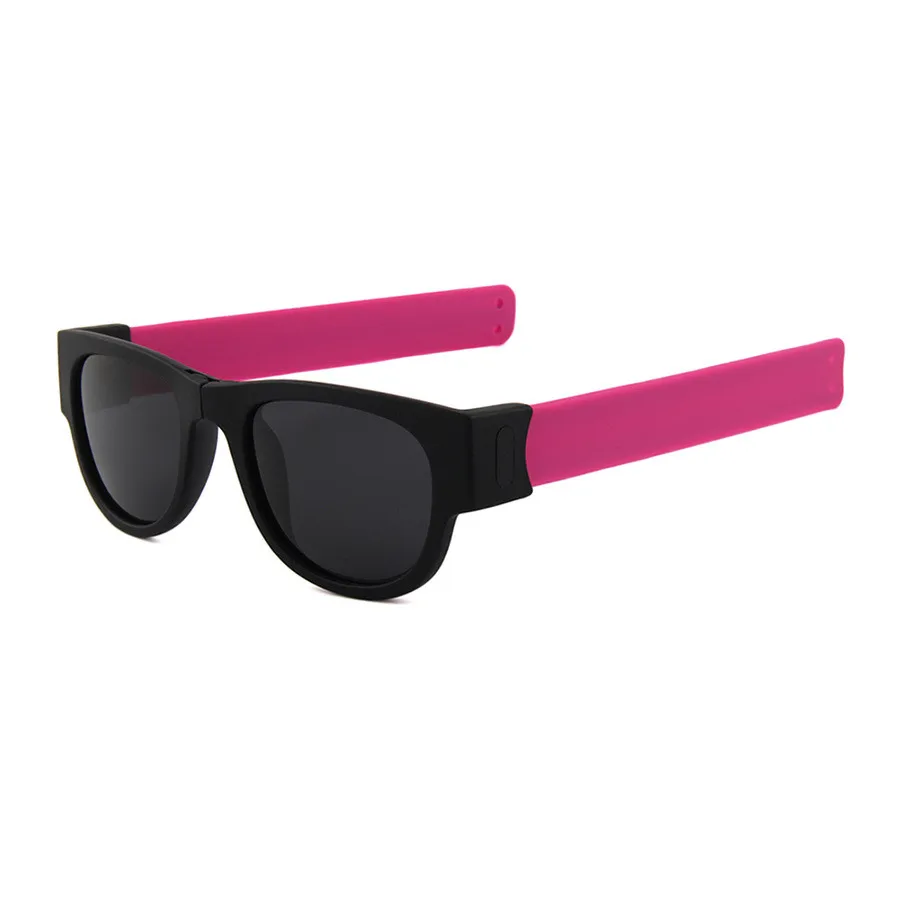 Мини складные солнцезащитные очки Для женщин Для мужчин прохладный Мода Спорт на открытом воздухе солнцезащитные очки UV400 черный браслет Oculos UV400 - Цвет линз: Розовый