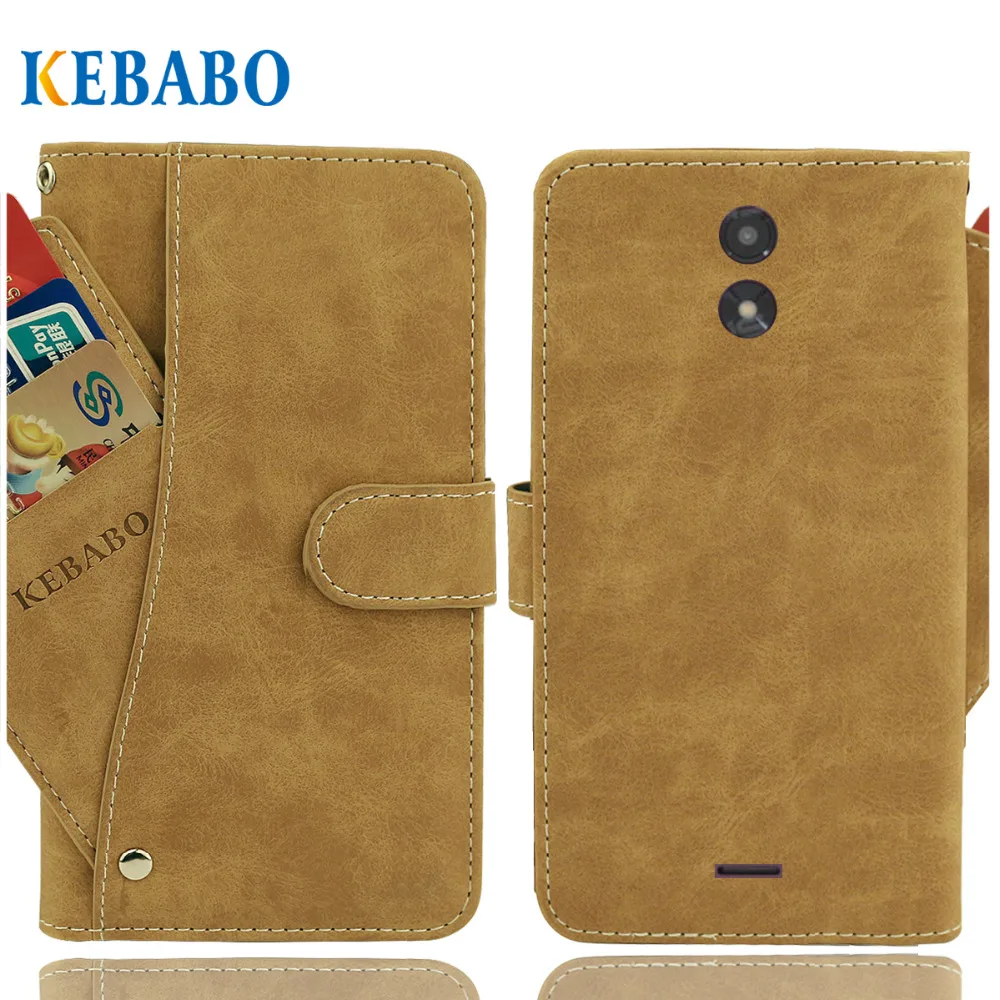 

Vintage Leather Wallet DEXP BS650 Case 4.95" Flip Luxury 3 Front Card Slots Cover Magnet Stand Phone Protective Bags
