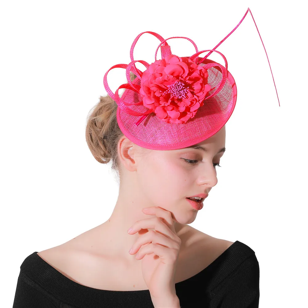 KASESSS Rosa Fascinator Damen - Vintage Blume Mit Netz & Federn Für Hochzeit