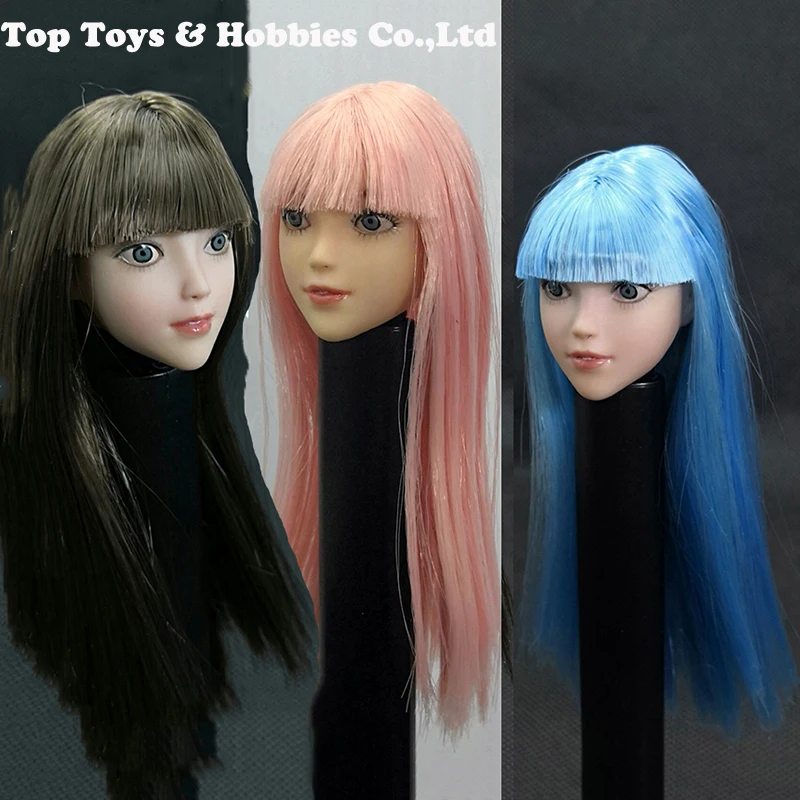 

1/6 Scale LOVELY GIRL Head Sculpt OB sweet funny Loli Qi Liuhai head Carved Model with for 12''Action Figure Body Accessory