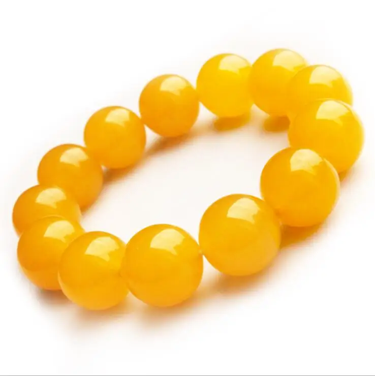 Natural yellow jade bracelets Beads refill Gem Stone Lucky Stretch