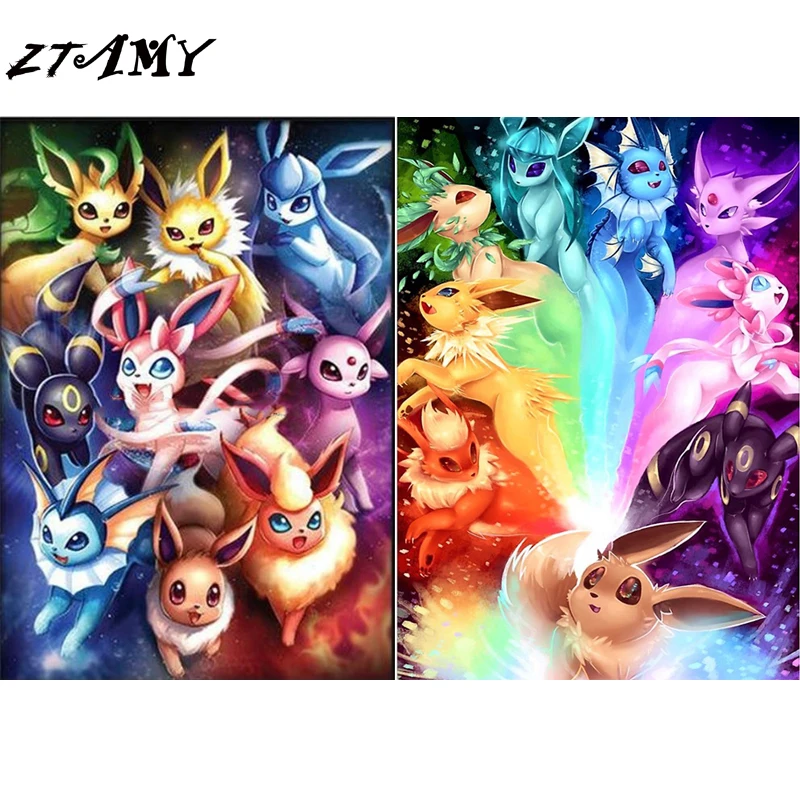 

DIY Diamond Embroidery Diamond Painting Cartoon Pokemon Cross Stitch Mosaic diamond picture of rhinestones by numbers home Decor
