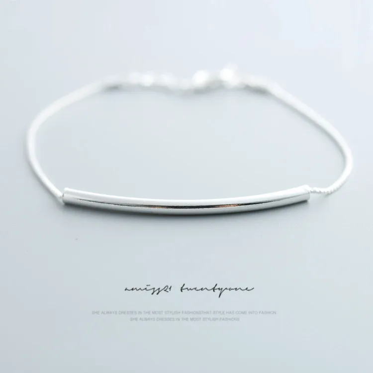 

sliver bracelet new fashion simple curved tube temperament ladies short bracelet GB08