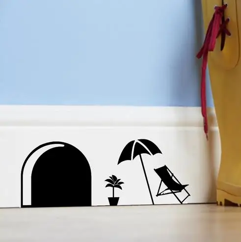 % funny mouse hole stickers wall stickers corner decoration kids gift diy adesivo de paredes cartoon animals decal mural art