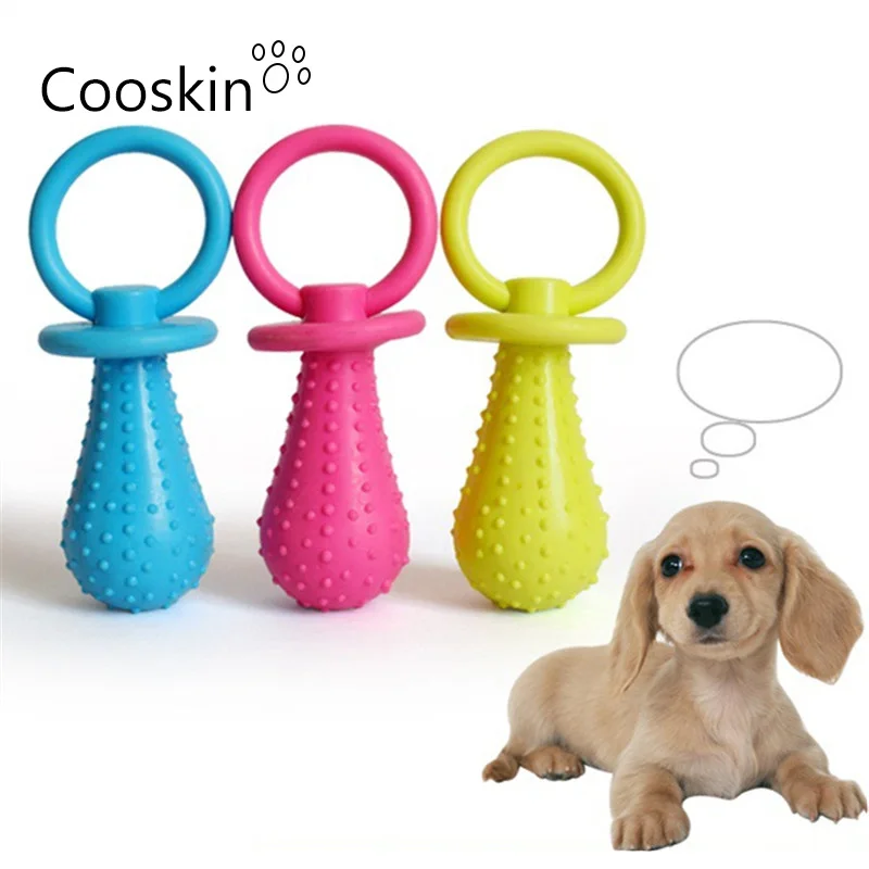 1 pc Rubber Dog Chew Toy Pacifier shape Bell Game pet toy Bite