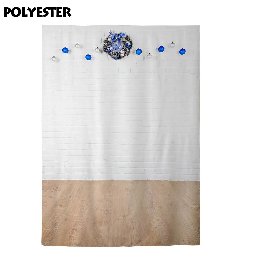 Allenjoy Thin Vinyl photo background white brick wall Wood floor Pine branch bell blue decoration celebrate photocall backdrop Allenjoy Thin Vinyl photo background white brick wall Wood floor Pine branch bell blue decoration celebrate photocall backdrop