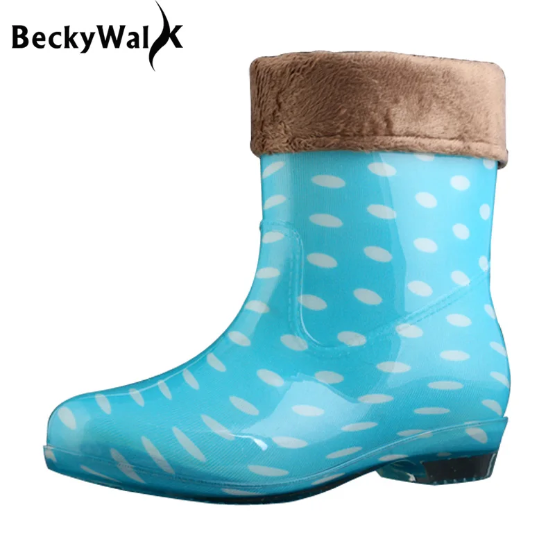 Free Shipping Cheap Rubber Boots for Women Rain Boots With Fur Warm Snow Boots Women&#39;s Water ...