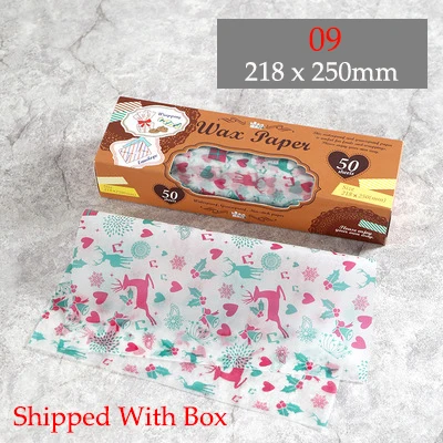 50Pcs/Lot Wax Paper Food-grade Grease Paper Food Wrappers Wrapping Paper for Bread Sandwich Burger Fries Oilpaper Baking Tools - Цвет: 09 With Box