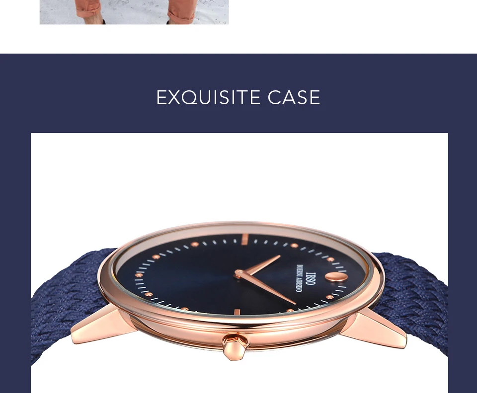 IBSO новые 7,5 мм ультра-тонкие мужские часы синий и черный нейлоновый Плетеный ремешок кварцевые наручные часы повседневные модные часы мужские часы