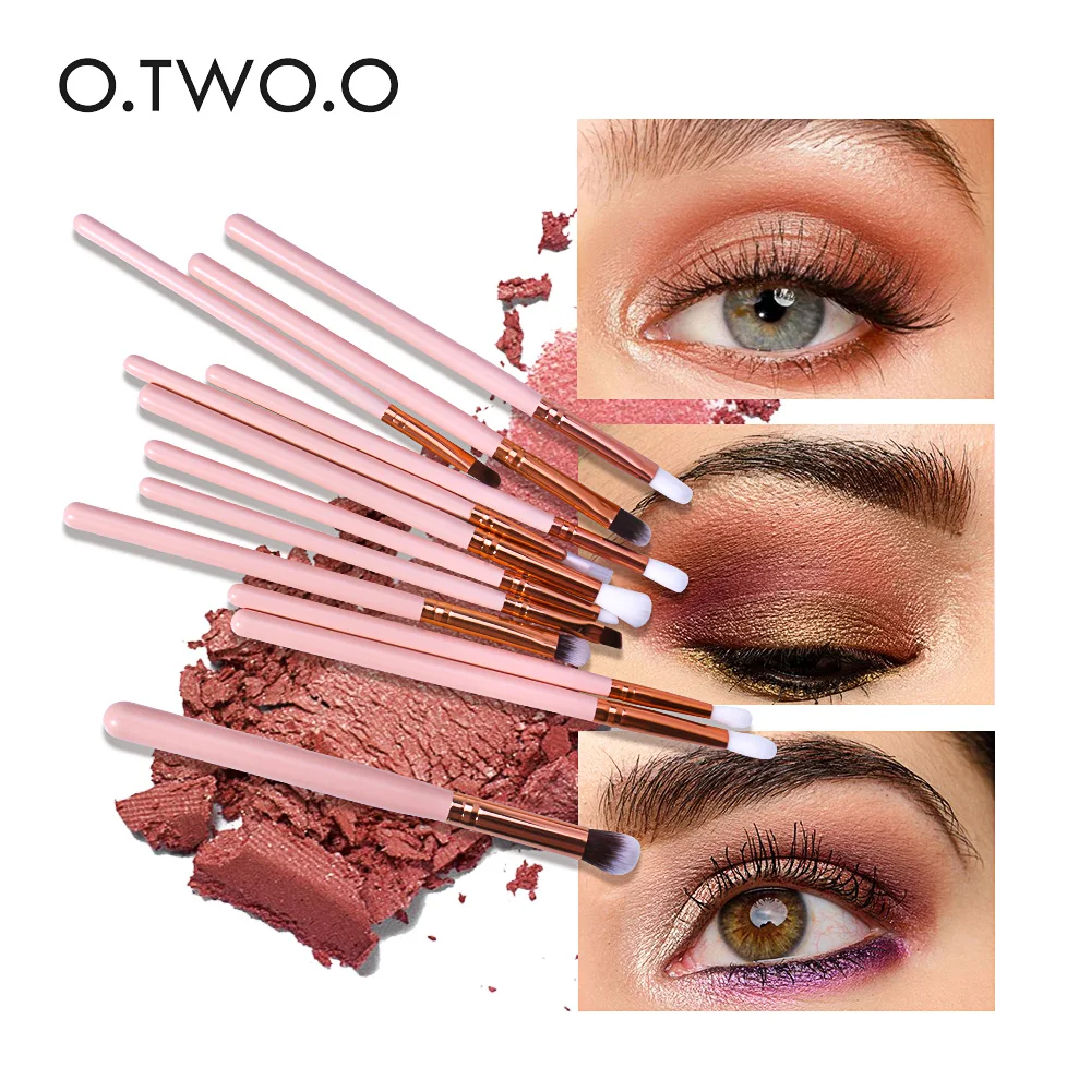 

O.TWO.O 12PCS/SET Makeup Eye Brushes Set Eyeshadow Eyebrow Eyeliner Blending Powder Smudge Make Up Brush Soft Synthetic Hair