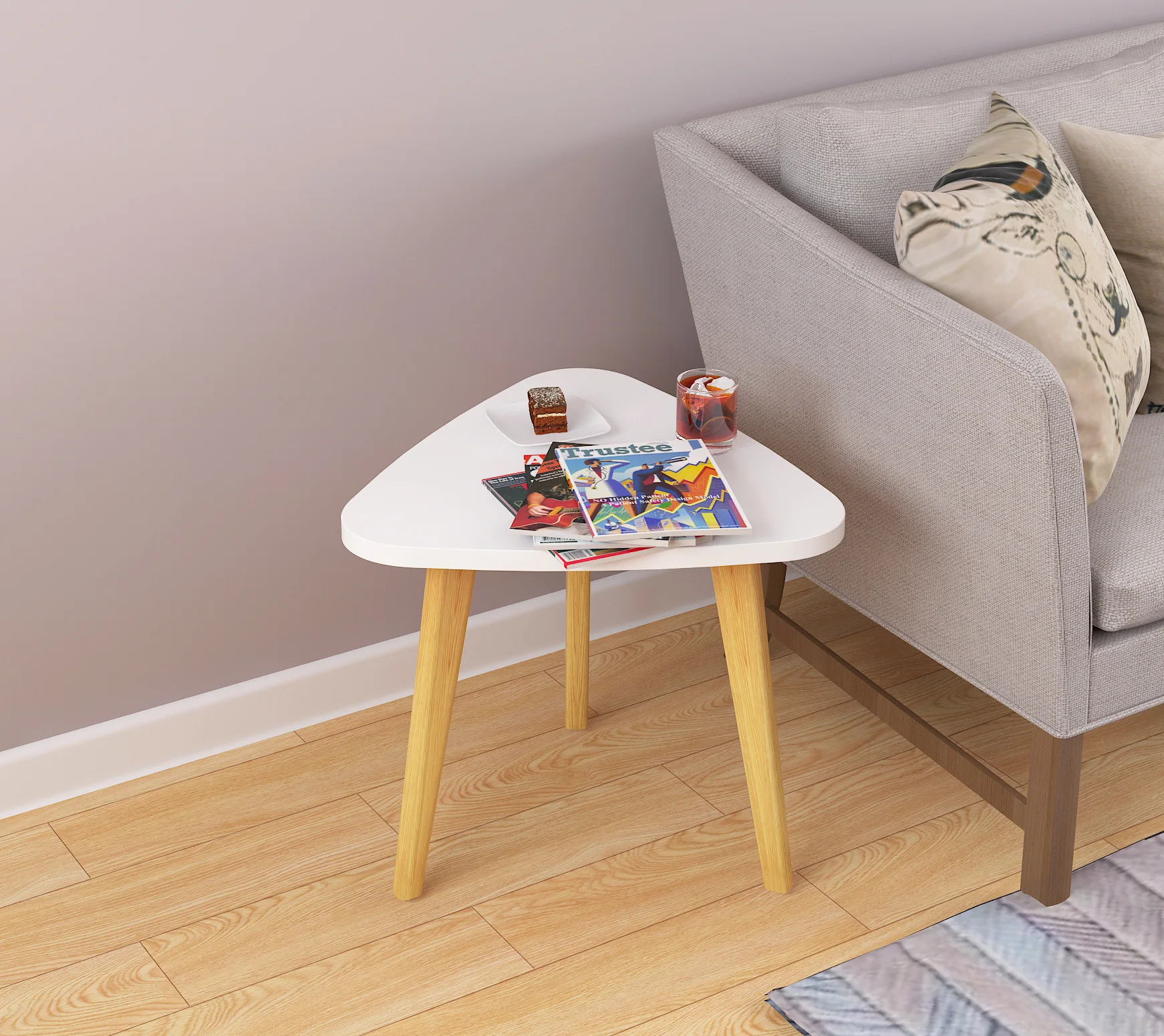 LK585 Fashion Solid Wood Coffee Table Nordic Style Slink Tea Desk Simple Installation Portable Sofa Side Table Home Furniture