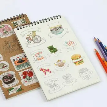 

1Set Cute Creative Sticker Coloring Book Wire Binding Blank Painting DIY Sticker Set For Kid's Gift