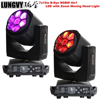 

Free Shipping 2pcs/lot Zoom 7x15w RGBW 4in1 Led Mini Bee Eye Moving Head Light Professional Stage Lights DJ DMX
