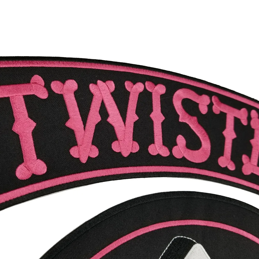 TWISTED SISTER Biker Motorcycle Rider Embroidered Iron On Back of Jacket Patch Black twill fabric DIY Eco-Friendly Free Shipping(5)
