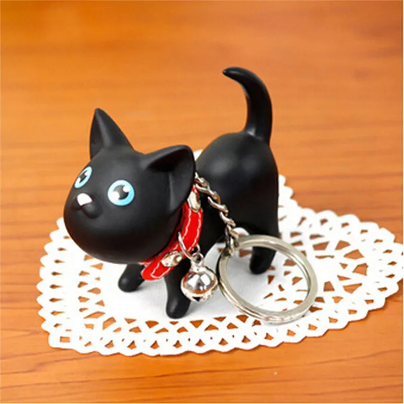 

YITING Lovely Cat Key Chain Lovers' Key Ring Couple Keychain Women Girl Keyring With a Bell Bag Charms Pendant