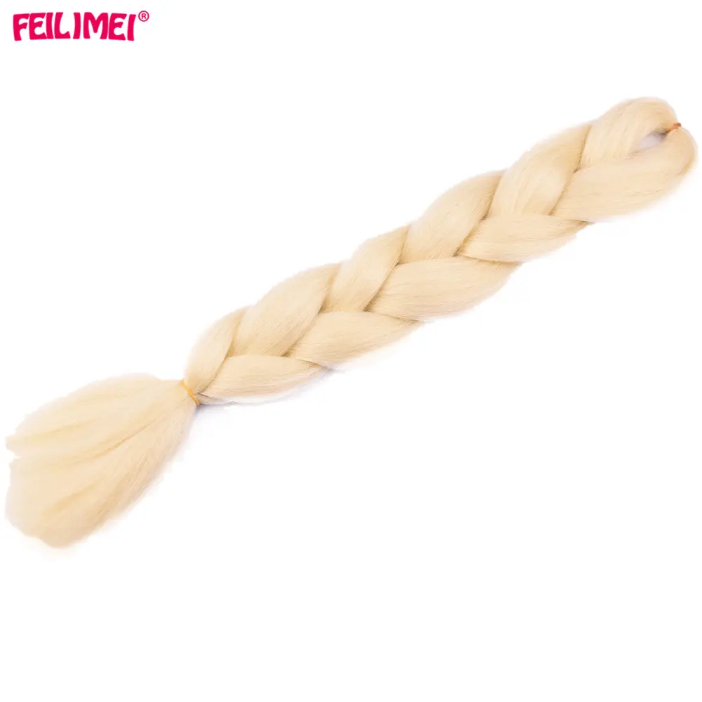Feilimei три/два тона синтетические Омбре Джамбо плетение волос для наращивания 2"(60 см) 100 г/шт. термостойкие цветные крючком косы - Цвет: Естественный цвет
