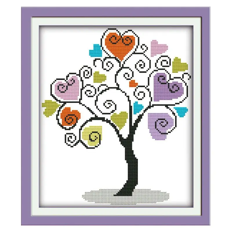 

Heart Tree DIY Handmade Needlework Counted 14CT Printed Cross Stitch Embroidery Kit Set Home Decoration