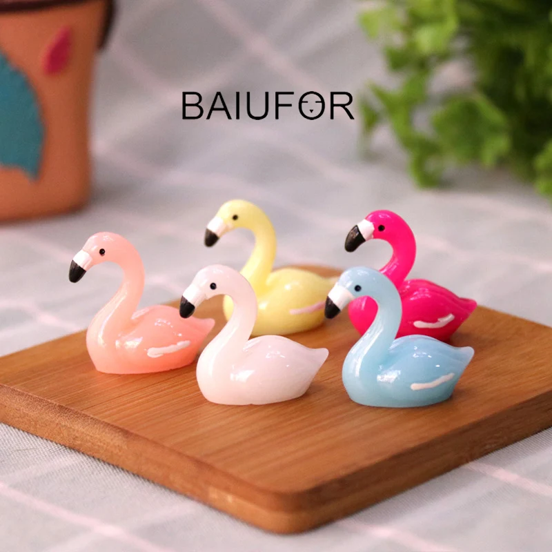 BAIUFOR миниатюрные милые карамельные цвета Лебедь фея сад животные DIY Террариум