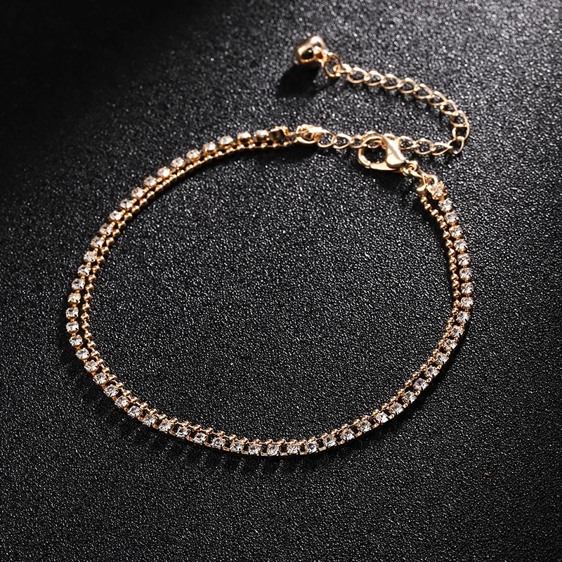 

Best Price Crystal Foot Chain Anklet Bracelet Women Girl Gold Silver Color 1 PC Multi-layer Beach Charm Anklets Jewelry