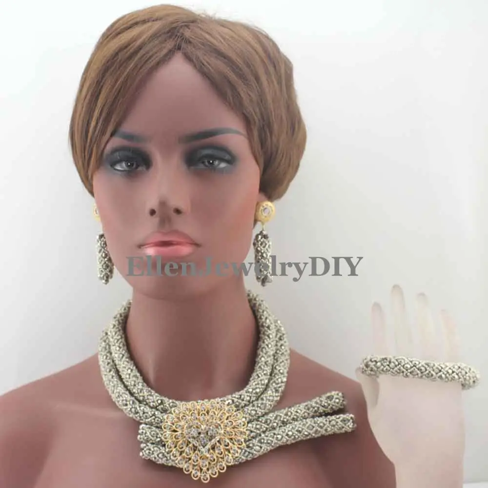 

Fashionable African Beads Jewelry Sets Crystal Jewelry Set Nigerian Wedding Necklace Womens Jewellery Set Jewelry Sets W13188