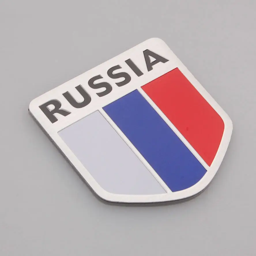 

BBQ@FUKA Russian Flag Metal Auto Refitting Shield Shape Car Stickers Badge Emblem Decal Fit ForUniversal Car Styling Accessories