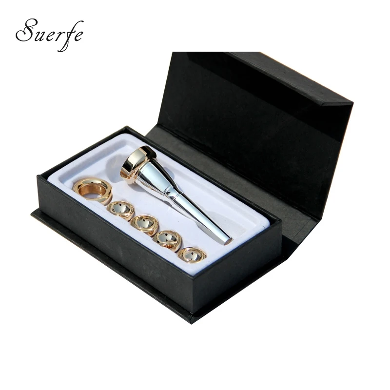 

Bach Type Trumpet Mouthpiece set 7C Mouthpiece with 3C2C2B3BHead Gold plated Musical instruments accessories