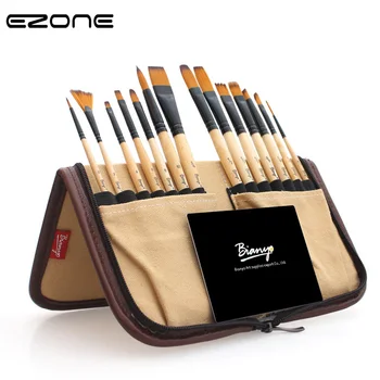 

EZONE Paint Brush And Bags Set Different Shape Brushes Khaki/Black Bags Watercolor Oil Paintimg Drawing Toy School Office Supply
