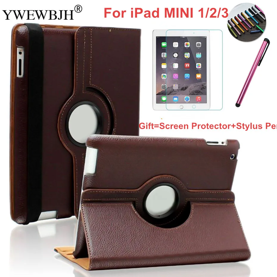 

YWEWBJH Shockproof Case For iPad MINI1 2 3 PU Leather 360 Degree Rotating Leather Smart For iPad MINI 2 MINI3 Cover Case