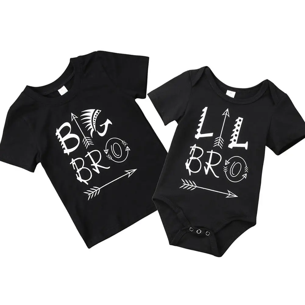 Newborn Kids Baby Boy Little Brother Romper Bodysuit Big Brother Cotton T-shirts