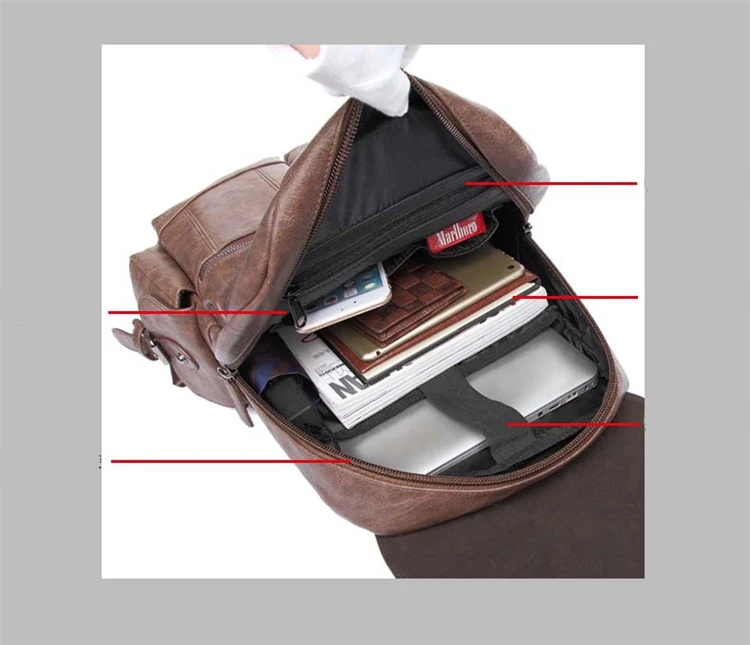 Мужской рюкзак из искусственной кожи высокого качества, молодежная школьная сумка для путешествий, водонепроницаемый мужской бизнес рюкзак для ноутбука, сумка на плечо