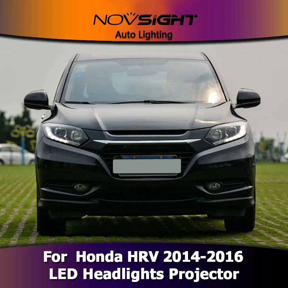 NOVSIGHT автомобильный Стайлинг для Honda hr-v фары- Vezel светодиодный фары DRL Биксеноновые линзы дальнего ближнего света парковочные противотуманные фары