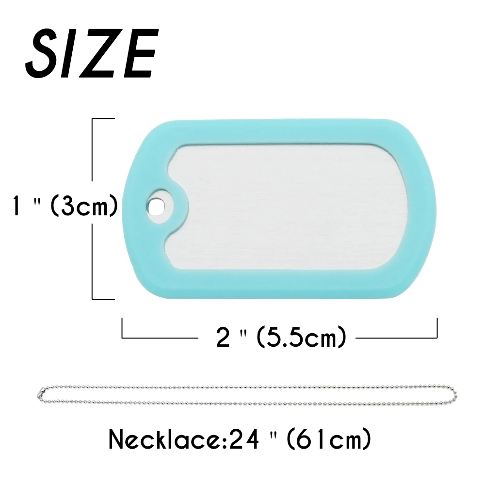 Флуоресцентная бирка для собак, металлическая Военная бирка для собак, персонализированная Серебряная бирка для собак с бесплатной цепочкой, глушитель для средних и больших собак
