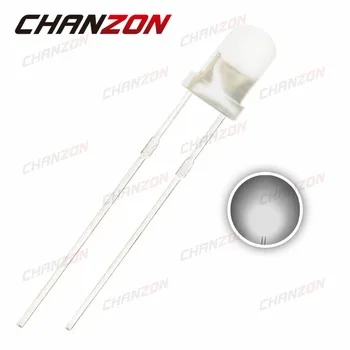 CHANZON 100pcs 3mm White Diffused LED Diode Round LED Light Emitting Diode Lamp 3 mm Through Hole 3V Light Wide Angle Component